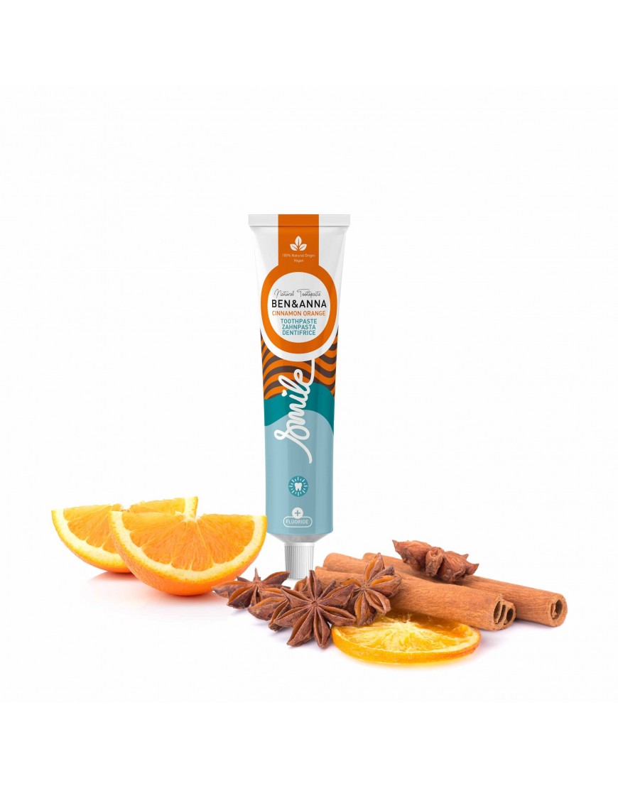 Pastă de dinți la tub cu fluor - Cinnamon Orange - Ben & Anna - 75ml