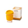 Pahar reutilizabil din sticlă pentru cafea - galben - 350ml